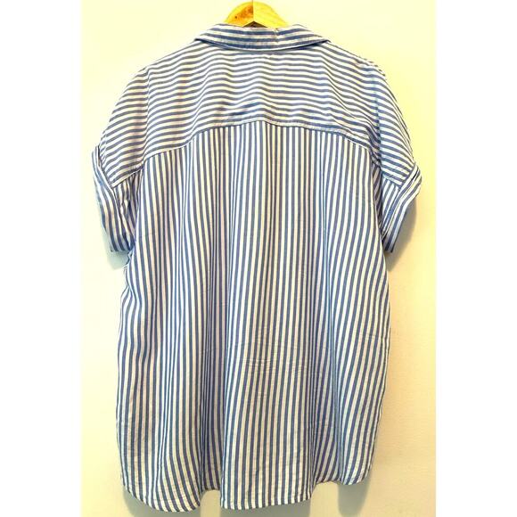 BeachLunchLounge Blue and White Women's Button Down Shirt SZ XL - Picture 3 of 4